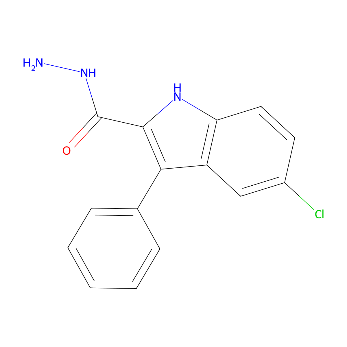 5-chloro-3-phenyl-1H-indole-2-carbohydrazide molecular structure, CAS 25434-84-8