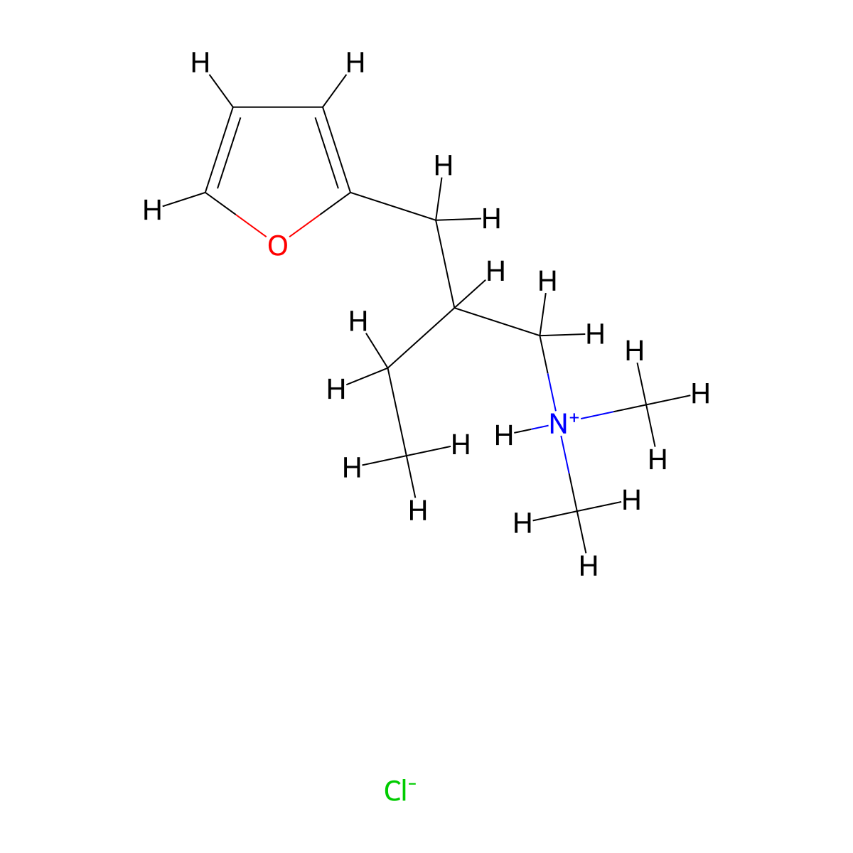 2-Furanpropylamine, N,N-dimethyl-beta-ethyl-, hydrochloride molecular structure, CAS 25435-41-0