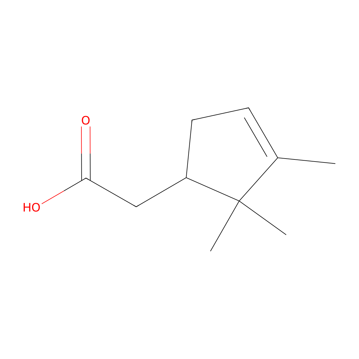 2-(2,2,3-Trimethylcyclopent-3-en-1-yl)acetic acid molecular structure, CAS 25435-53-4