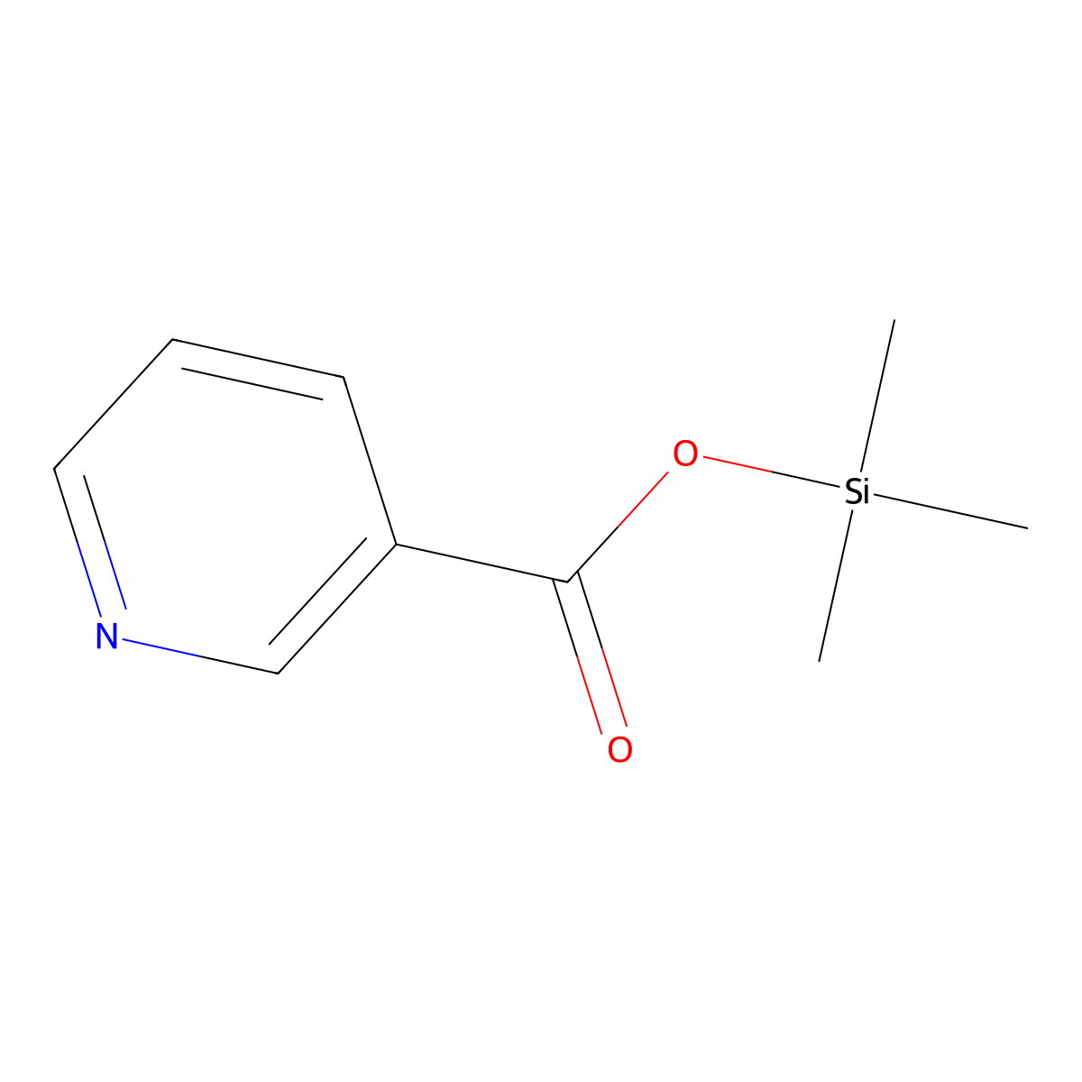 3-Pyridinecarboxylic acid, trimethylsilyl ester molecular structure, CAS 25436-37-7