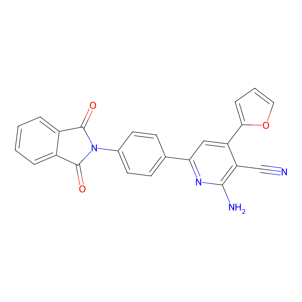 2-Amino-6-[4-(1,3-dioxoisoindol-2-yl)phenyl]-4-(furan-2-yl)pyridine-3-carbonitrile molecular structure, CAS 2543624-91-3