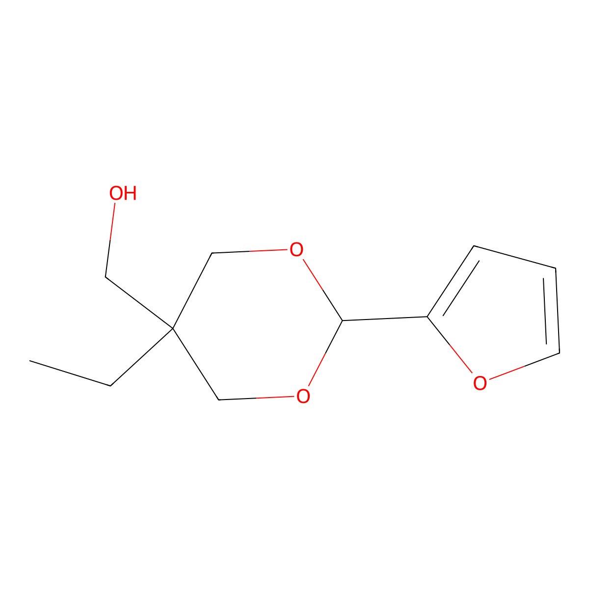 [5-Ethyl-2-(furan-2-yl)-1,3-dioxan-5-yl]methanol molecular structure, CAS 25437-25-6