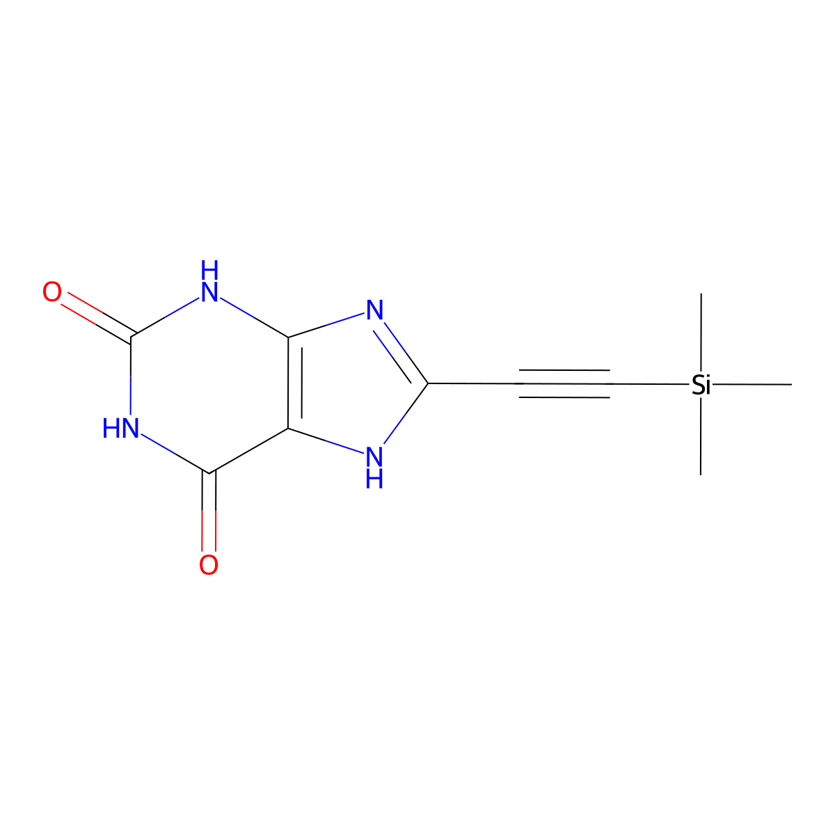 8-((trimethylsilyl)ethynyl)-3,7-dihydro-1H-purine-2,6-dione molecular structure, CAS 2543759-39-1