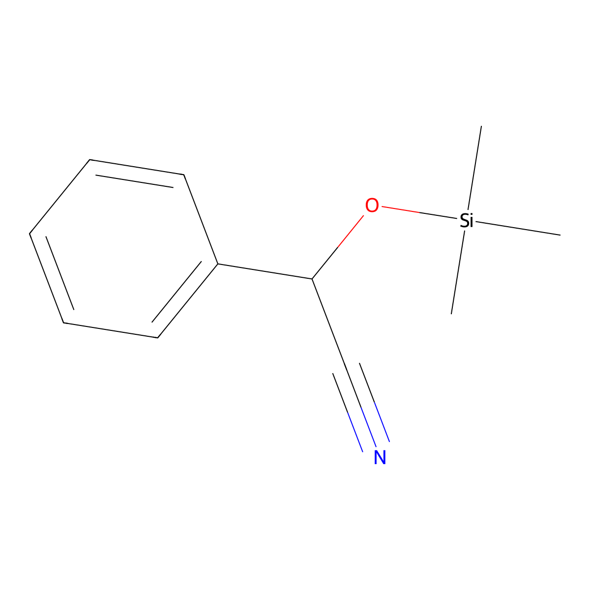 2-Phenyl-2-((trimethylsilyl)oxy)acetonitrile molecular structure, CAS 25438-37-3