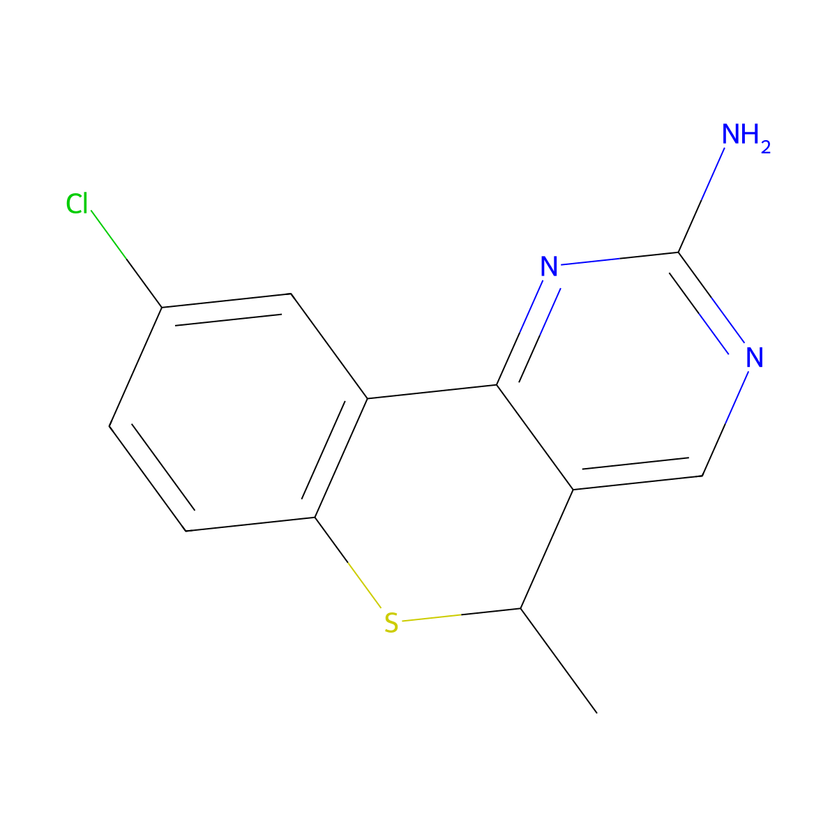 9-chloro-5-methyl-5H-thiochromeno[4,3-d]pyrimidin-2-amine molecular structure, CAS 254429-65-7