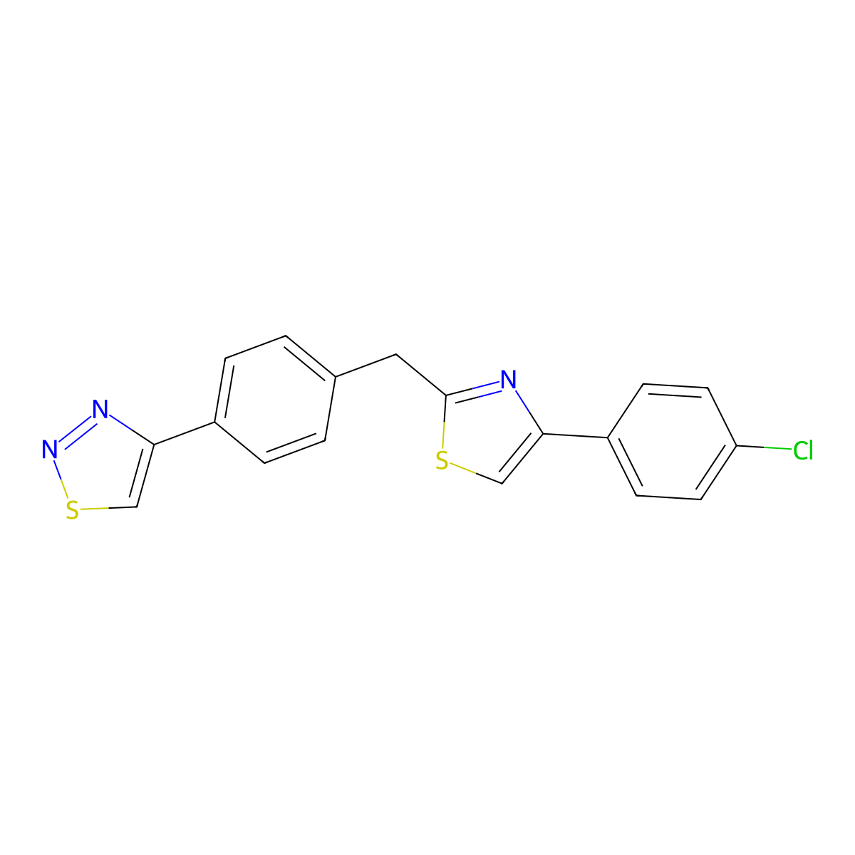 4-[4-[[4-(4-Chlorophenyl)-2-thiazolyl]methyl]phenyl]-1,2,3-thiadiazole molecular structure, CAS 254429-84-0
