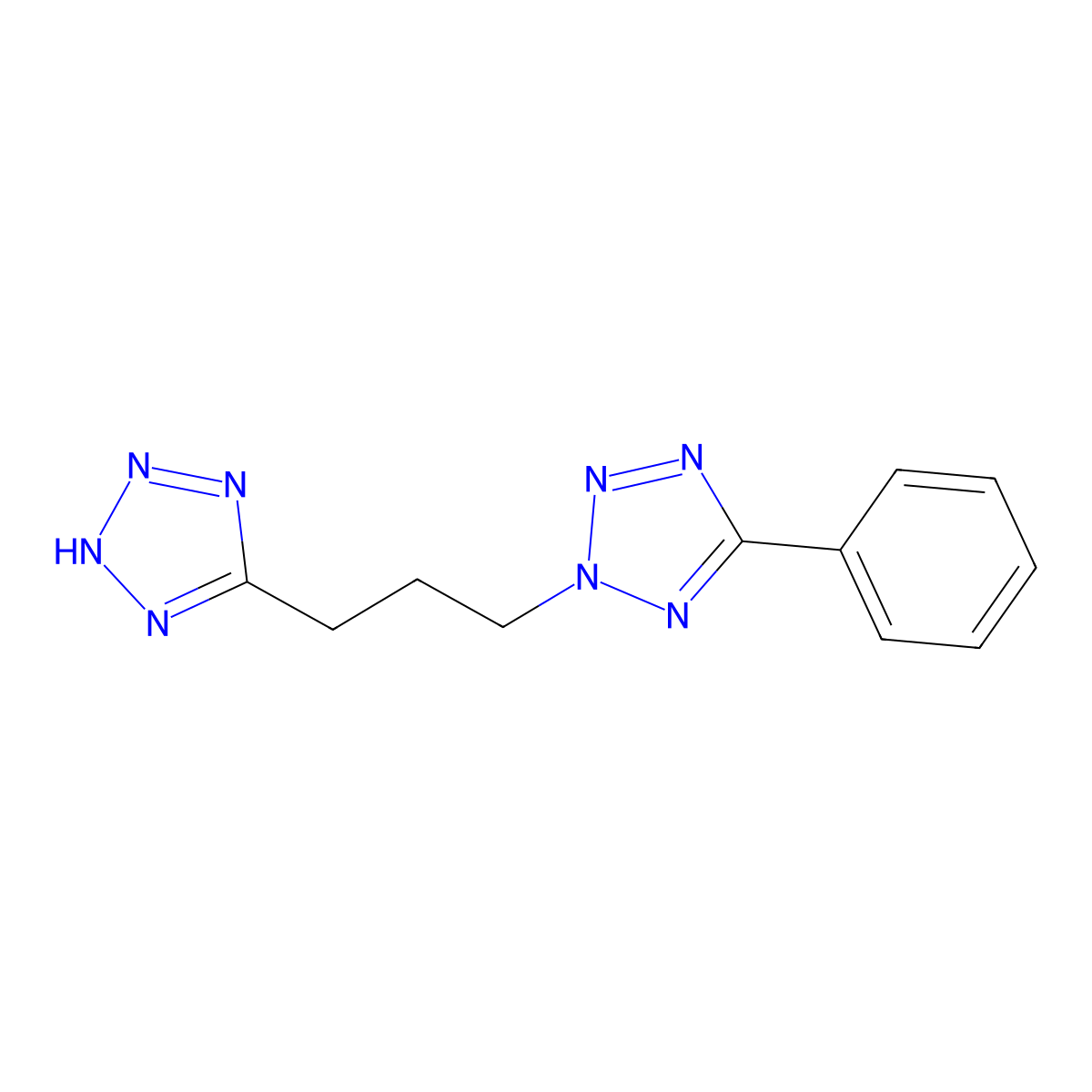 1-(5-Phenyltetrazol-2-yl)-3-(tetrazol-5-yl)propane molecular structure, CAS 254431-63-5