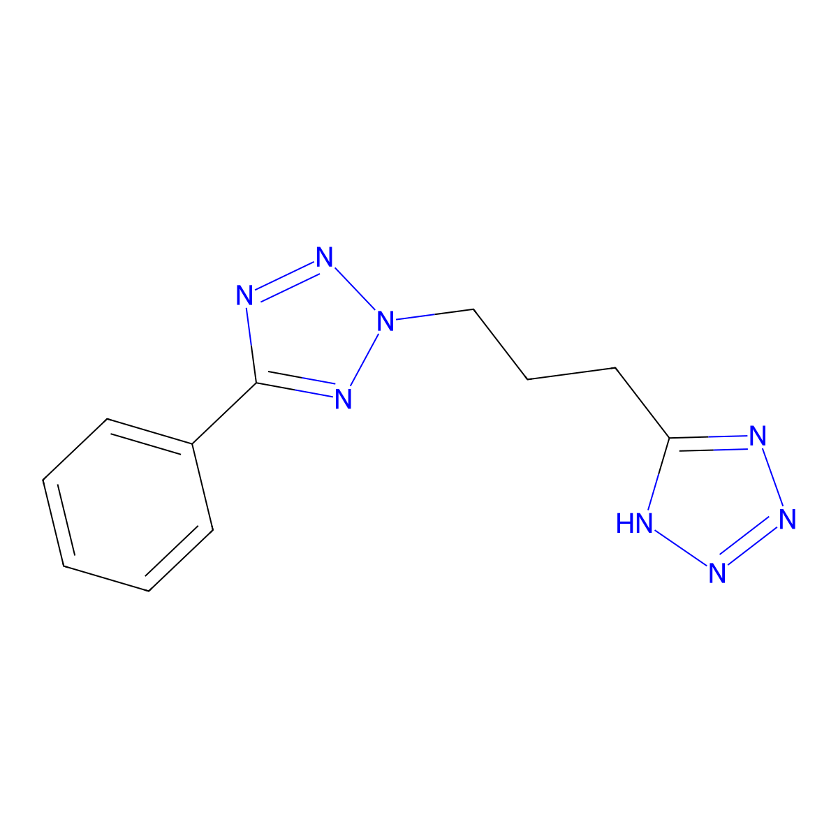 1-(5-Phenyltetrazol-2-yl)-3-(tetrazol-5-yl)propane molecular structure, CAS 254431-63-5