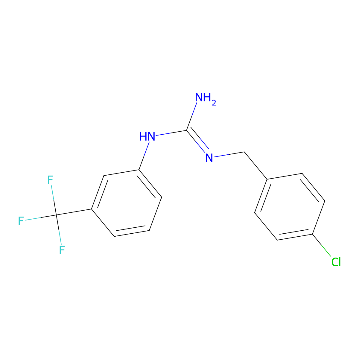3-[(4-Chlorophenyl)methyl]-1-[3-(trifluoromethyl)phenyl]guanidine molecular structure, CAS 254434-90-7