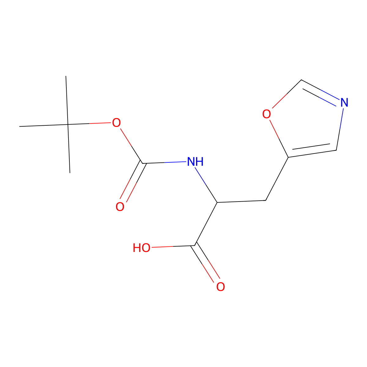 2-{[(Tert-butoxy)carbonyl]amino}-3-(1,3-oxazol-5-yl)propanoic acid molecular structure, CAS 254438-84-1