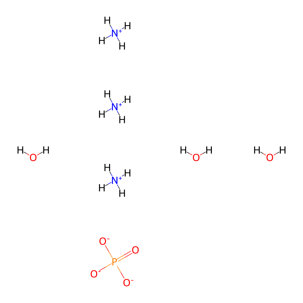 Phosphoric acid, triammonium salt, trihydrate molecular structure, CAS 25447-33-0