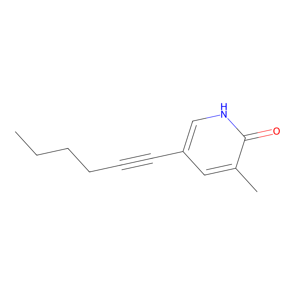 5-(Hex-1-yn-1-yl)-3-methyl-1,2-dihydropyridin-2-one molecular structure, CAS 2544711-87-5
