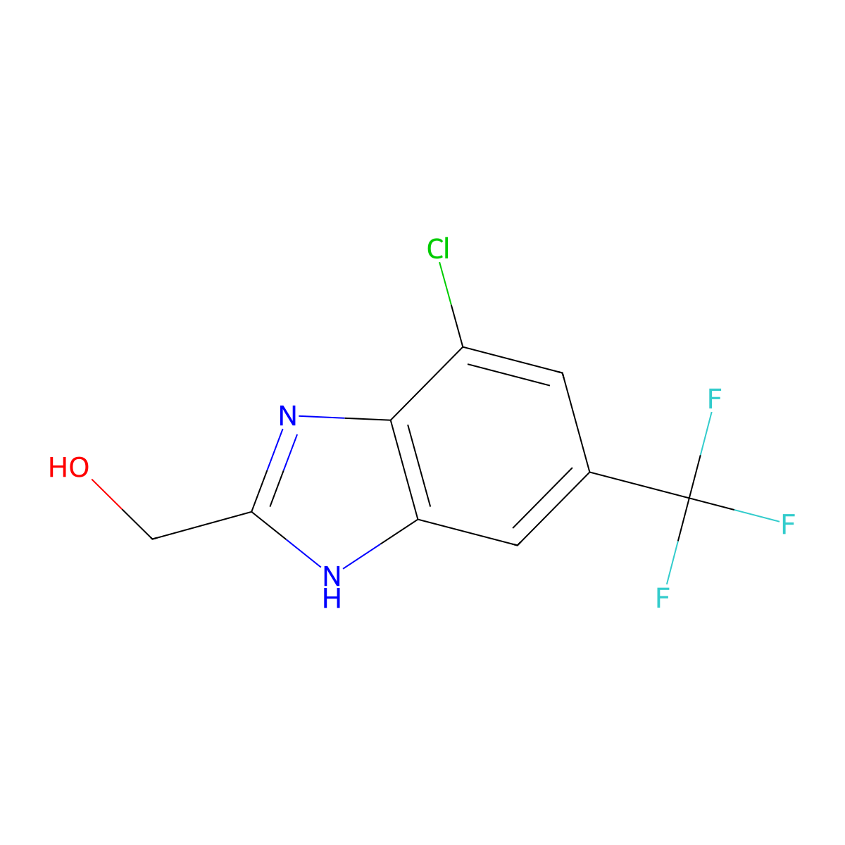 [7-chloro-5-(trifluoromethyl)-1H-1,3-benzodiazol-2-yl]methanol molecular structure, CAS 2544829-91-4