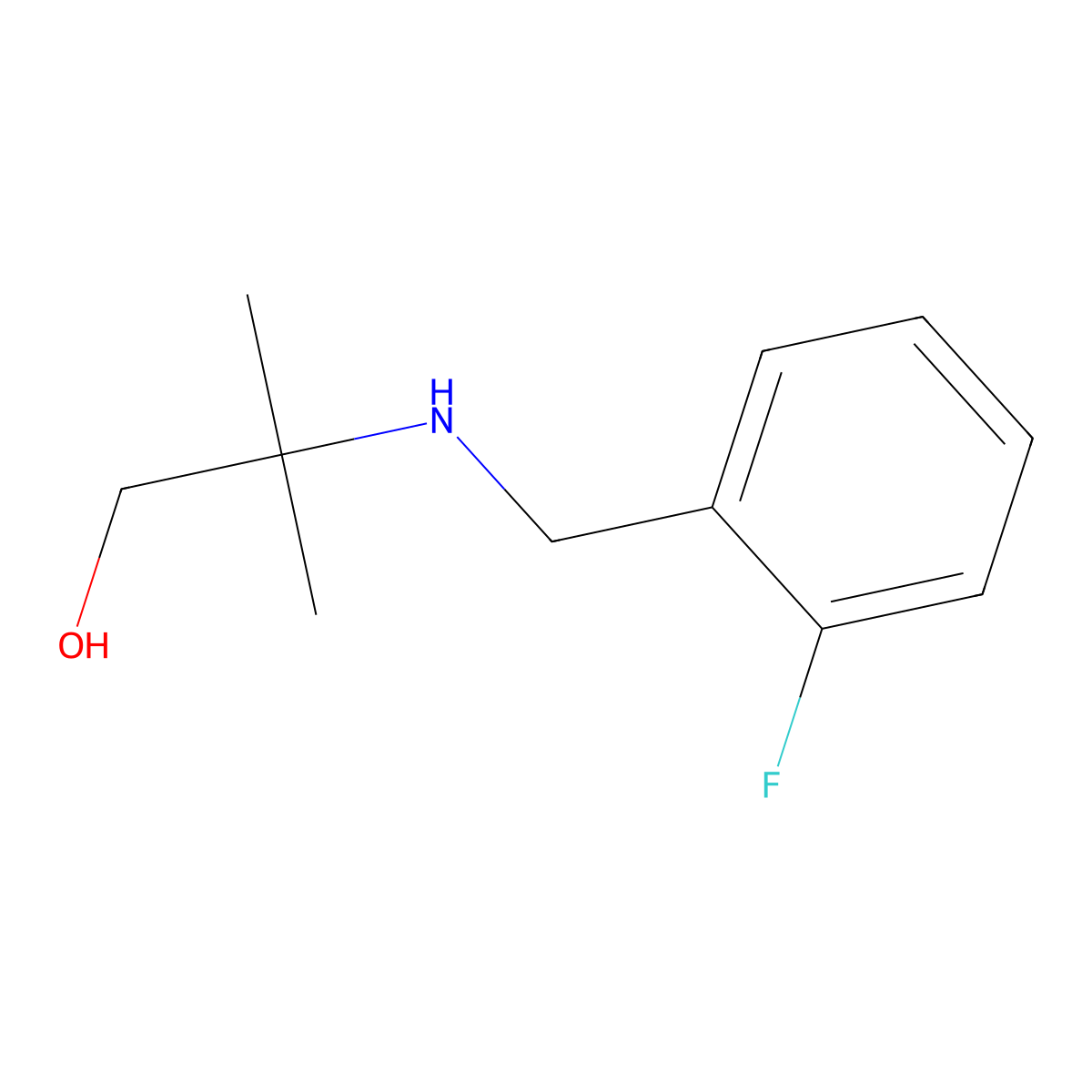 2-((2-Fluorobenzyl)amino)-2-methylpropan-1-ol molecular structure, CAS 25452-22-6