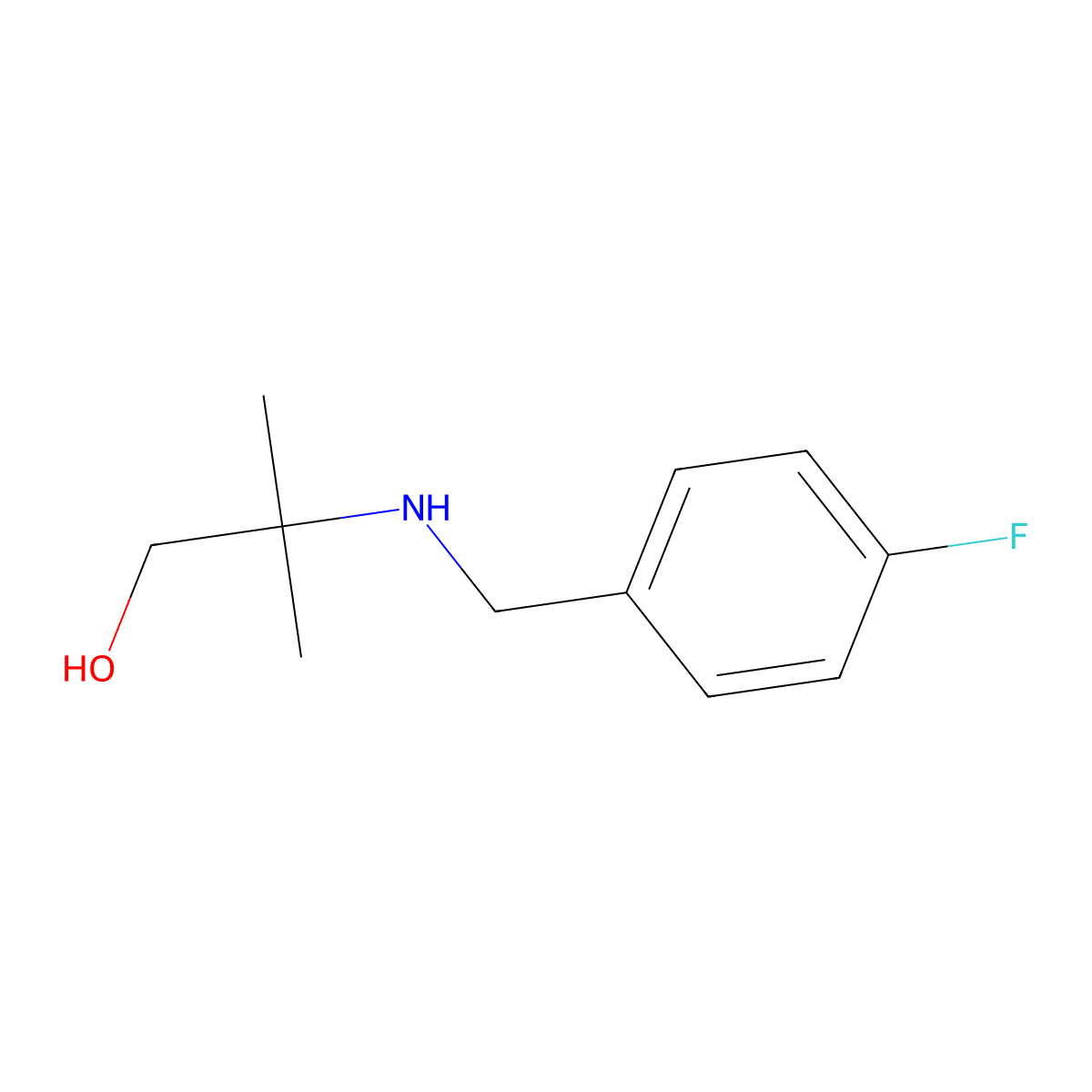 2-{[(4-Fluorophenyl)methyl]amino}-2-methylpropan-1-OL molecular structure, CAS 25452-24-8