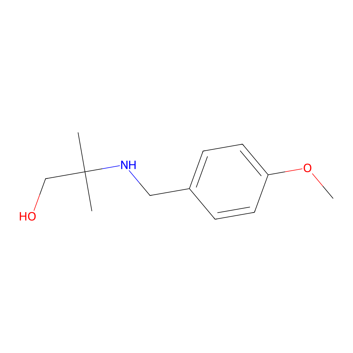 1-Propanol, 2-[[(4-methoxyphenyl)methyl]amino]-2-methyl- molecular structure, CAS 25452-29-3