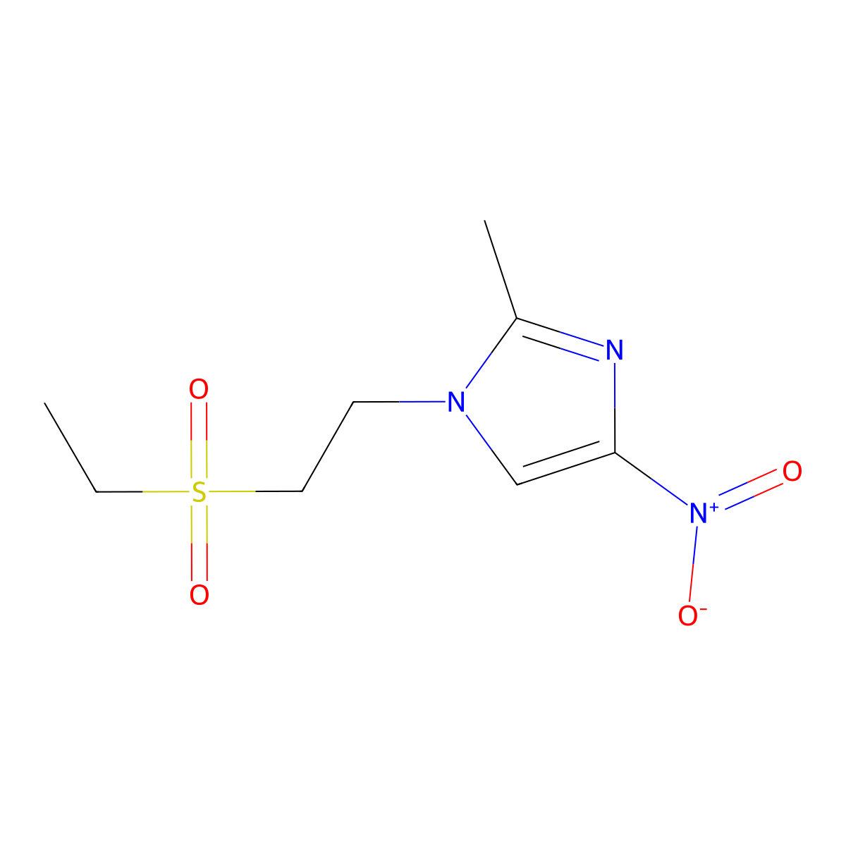 1H-Imidazole, 1-(2-(ethylsulfonyl)ethyl)-2-methyl-4-nitro- molecular structure, CAS 25459-12-5