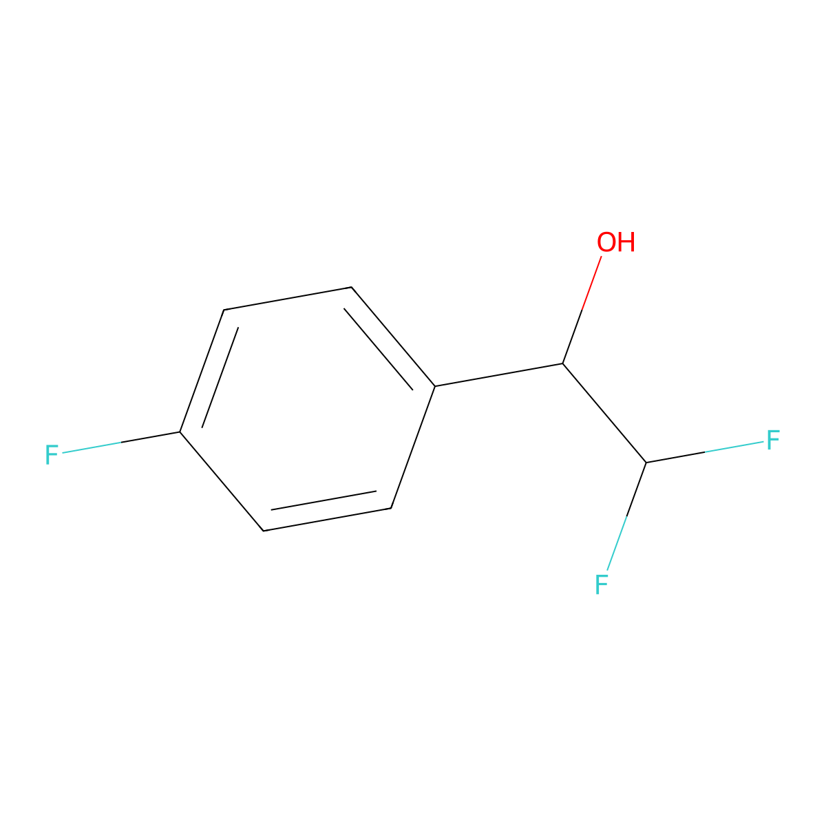 2,2-Difluoro-1-(4-fluorophenyl)ethanol molecular structure, CAS 2546-44-3