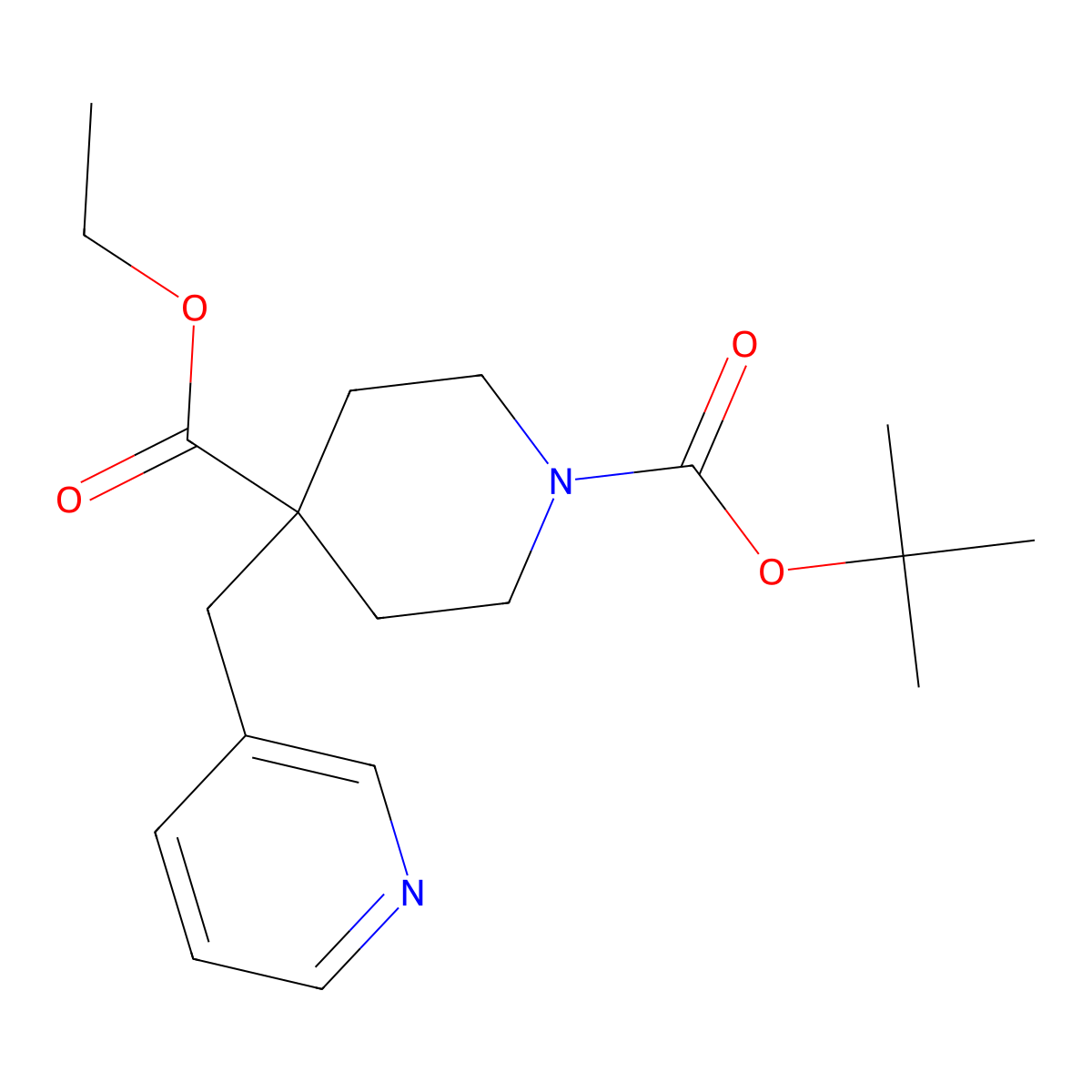 1-tert-Butyl 4-ethyl 4-(pyridin-3-ylmethyl)piperidine-1,4-dicarboxylate molecular structure, CAS 2546114-57-0