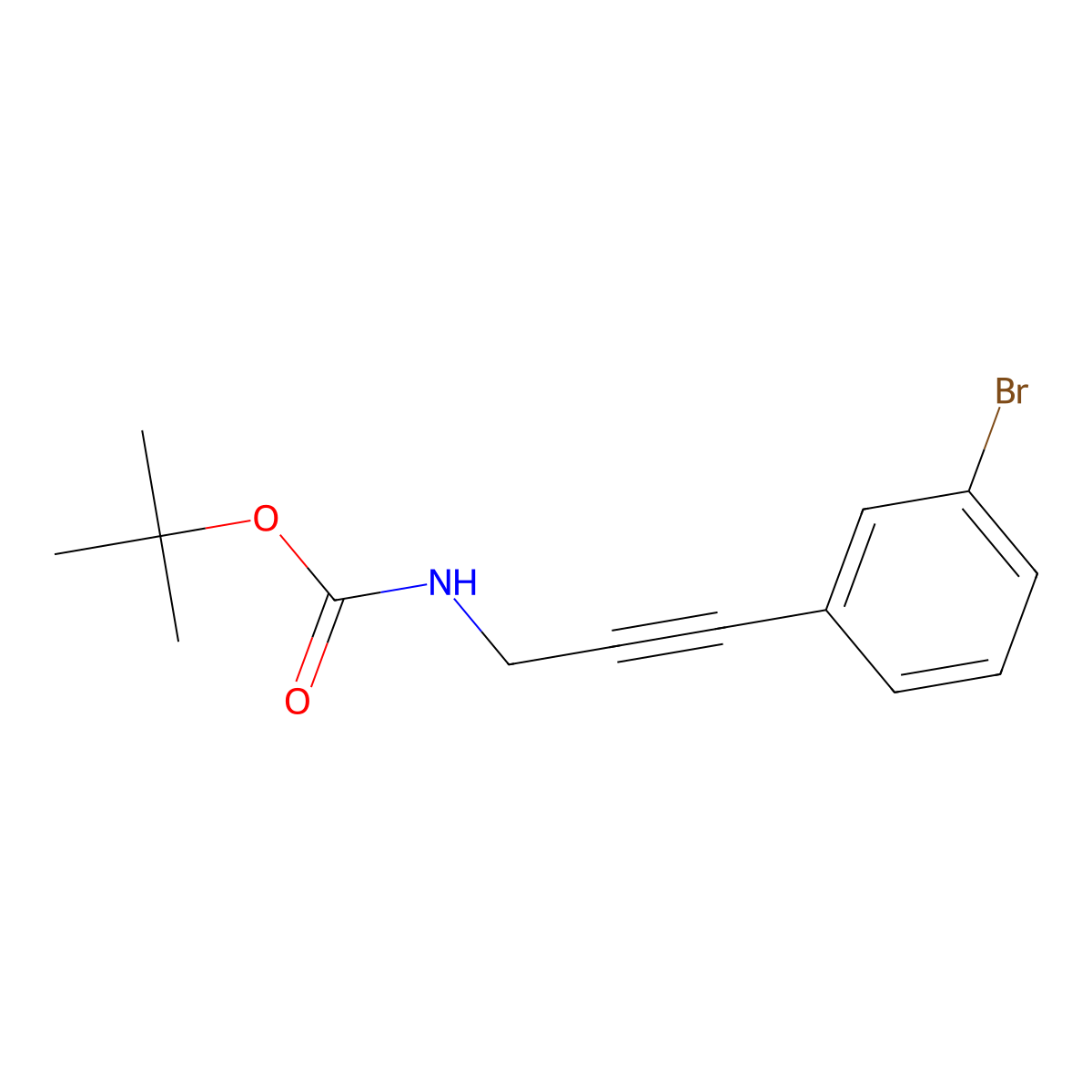 tert-butyl N-[3-(3-bromophenyl)prop-2-yn-1-yl]carbamate molecular structure, CAS 2546426-85-9