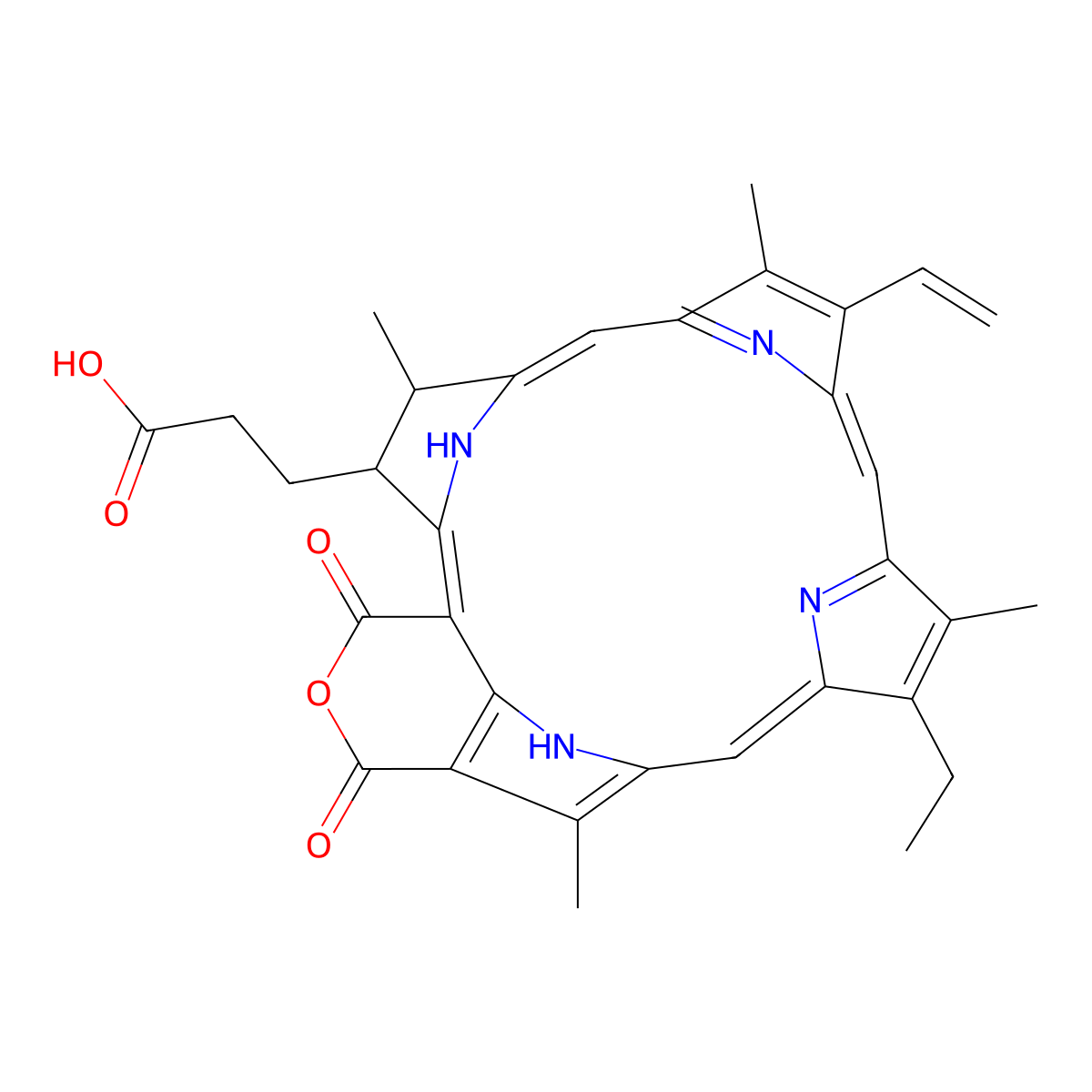 Purpurin 18 molecular structure, CAS 25465-77-4