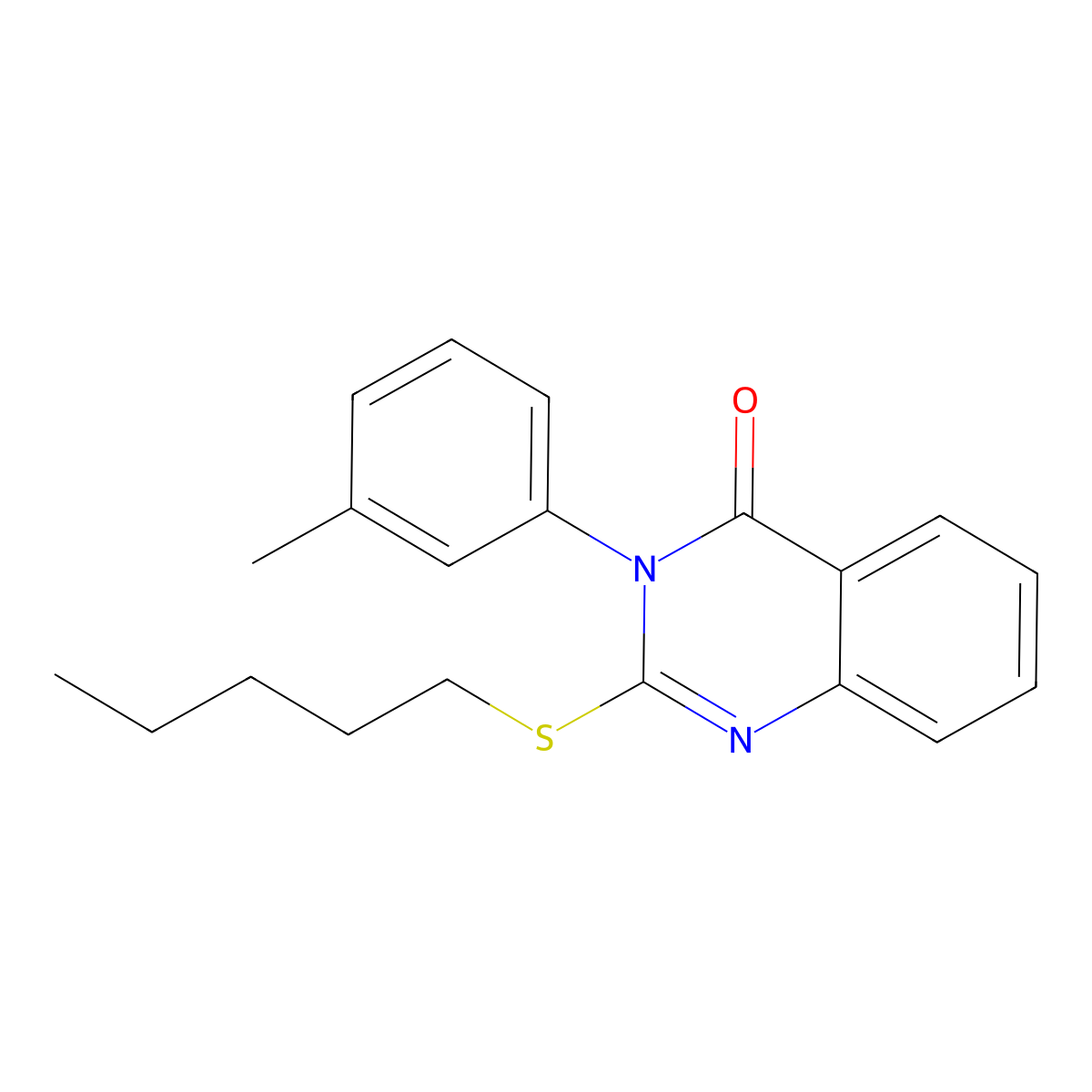 3-(3-Methylphenyl)-2-pentylsulfanylquinazolin-4-one molecular structure, CAS 25467-46-3