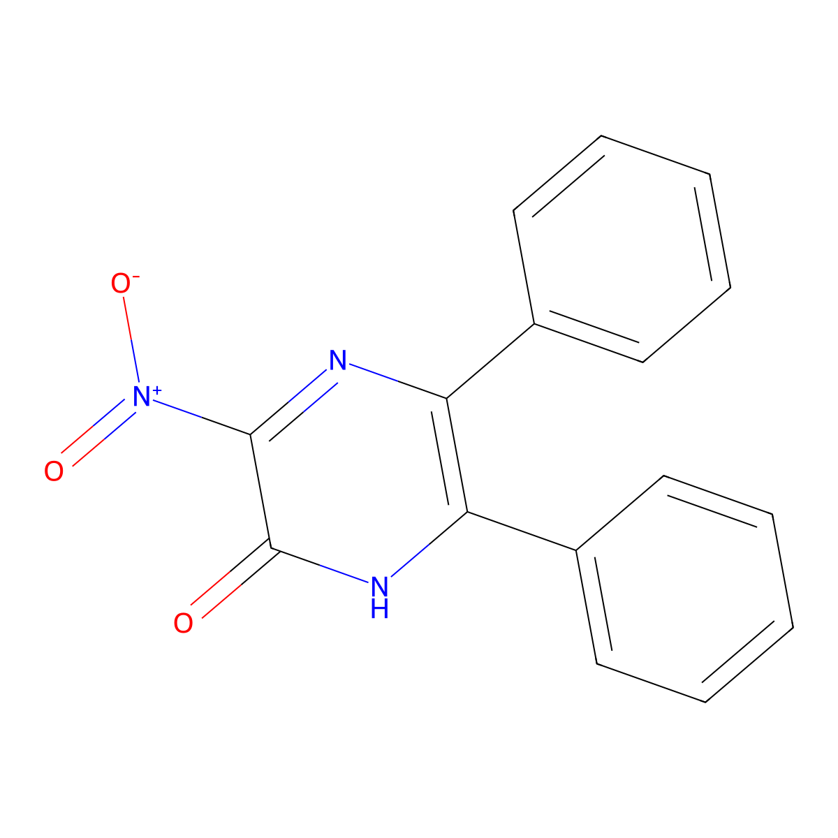 3-nitro-5,6-diphenyl-1H-pyrazin-2-one molecular structure, CAS 25468-58-0