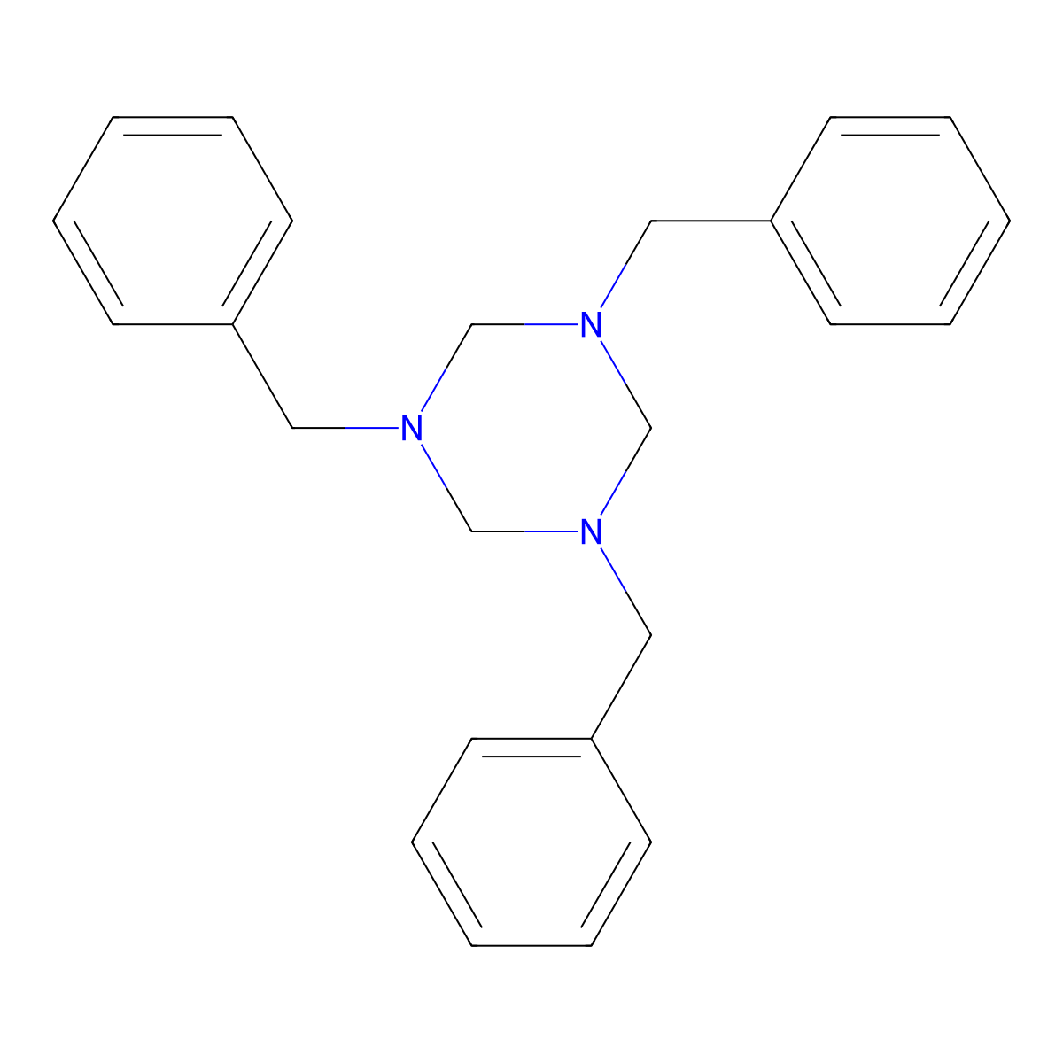 1,3,5-Tribenzylhexahydro-1,3,5-triazine molecular structure, CAS 2547-66-2