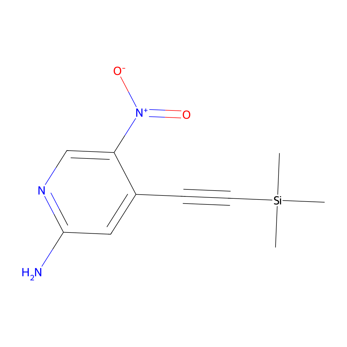 5-Nitro-4-((trimethylsilyl)ethynyl)pyridin-2-amine molecular structure, CAS 2547033-37-2