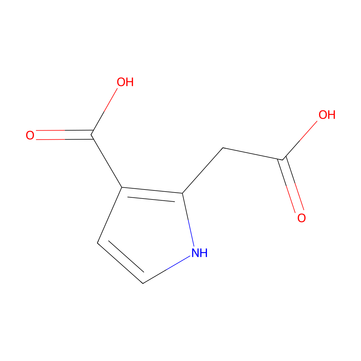 2-(Carboxymethyl)-1H-pyrrole-3-carboxylic acid molecular structure, CAS 25472-38-2