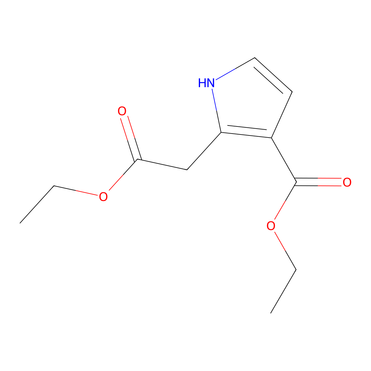 Ethyl 2-(2-ethoxy-2-oxoethyl)-1H-pyrrole-3-carboxylate molecular structure, CAS 25472-44-0