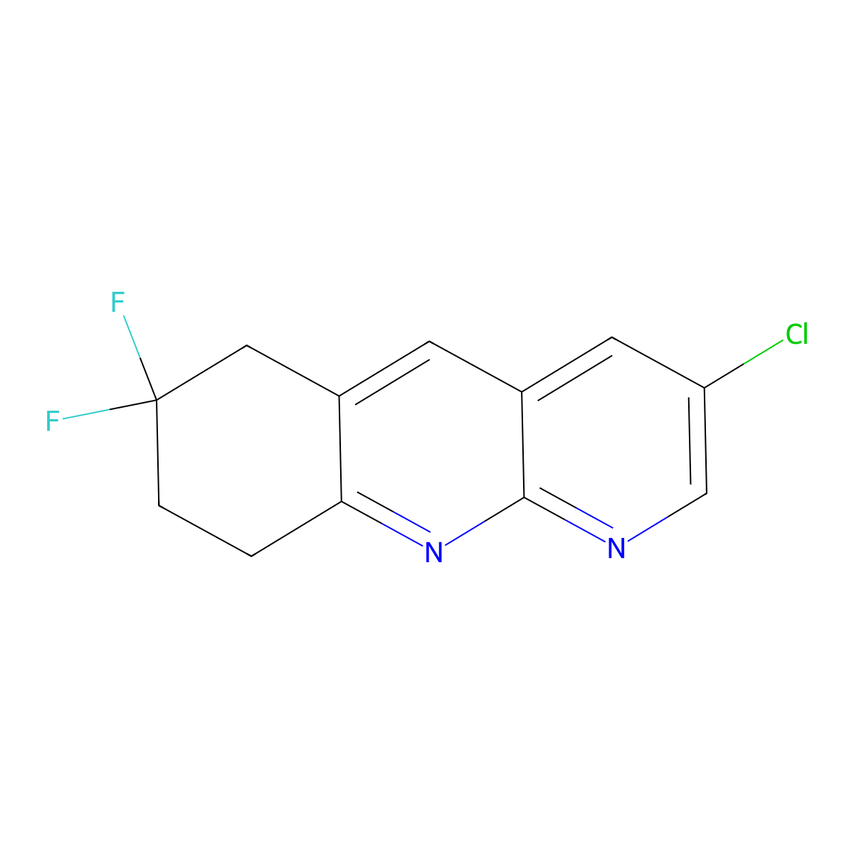 3-chloro-7,7-difluoro-6H,7H,8H,9H-cyclohexa[b]1,8-naphthyridine molecular structure, CAS 2547302-66-7