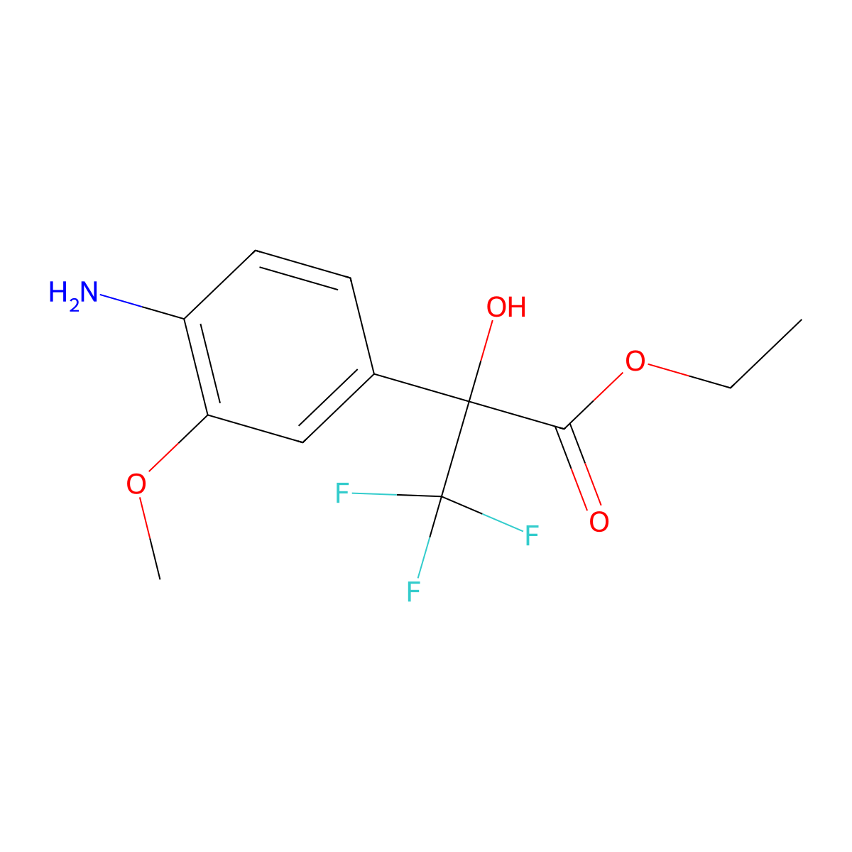 Ethyl 2-(4-amino-3-methoxyphenyl)-3,3,3-trifluoro-2-hydroxypropanoate molecular structure, CAS 254732-50-8