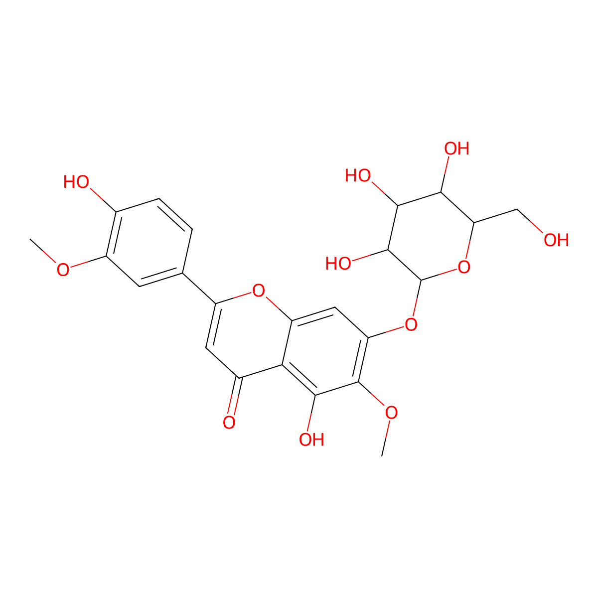 6-Hydroxyluteolin 6,3'-dimethyl ether 7-glucoside molecular structure, CAS 25474-11-7