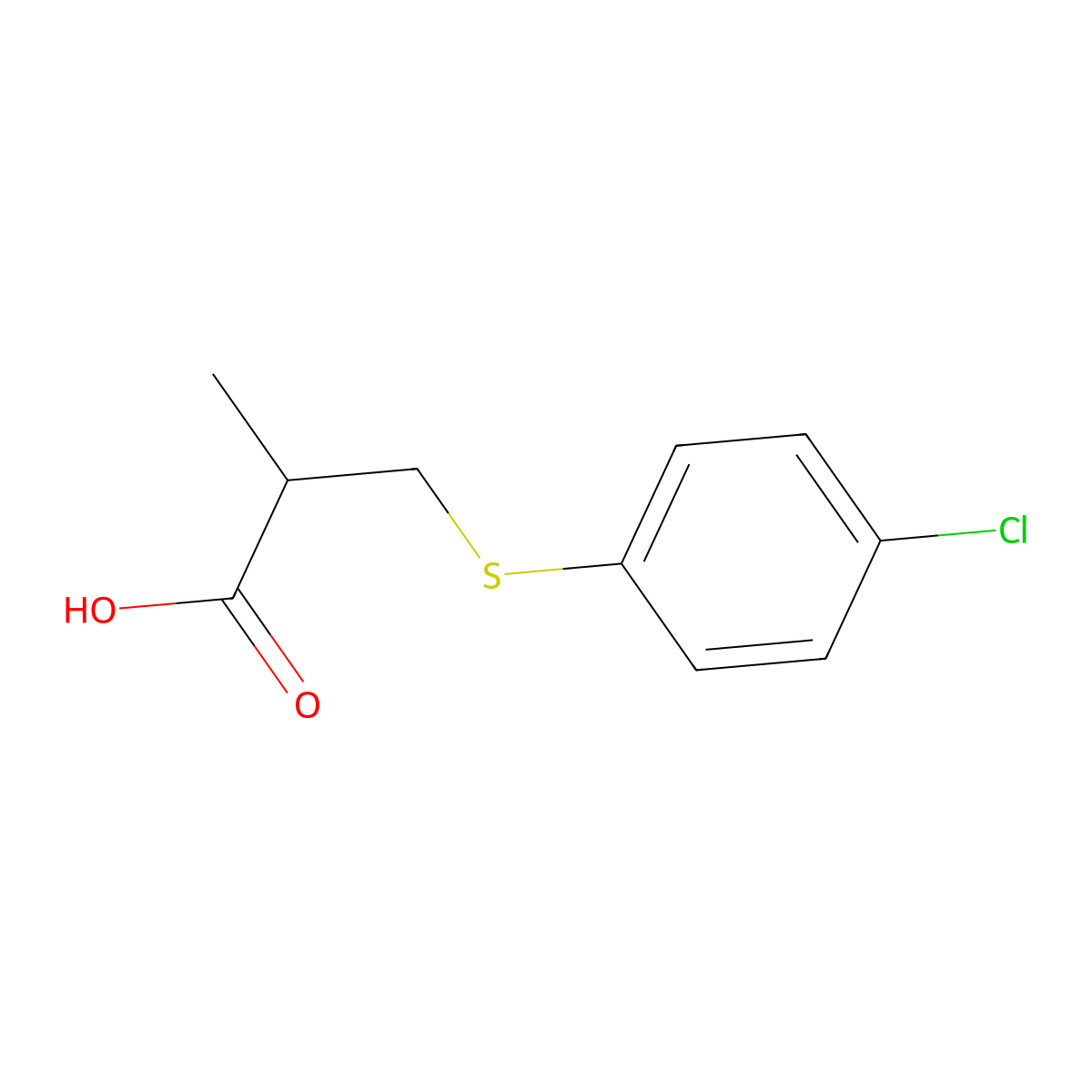 3-[(4-Chlorophenyl)thio]-2-methylpropanoic acid molecular structure, CAS 254748-99-7