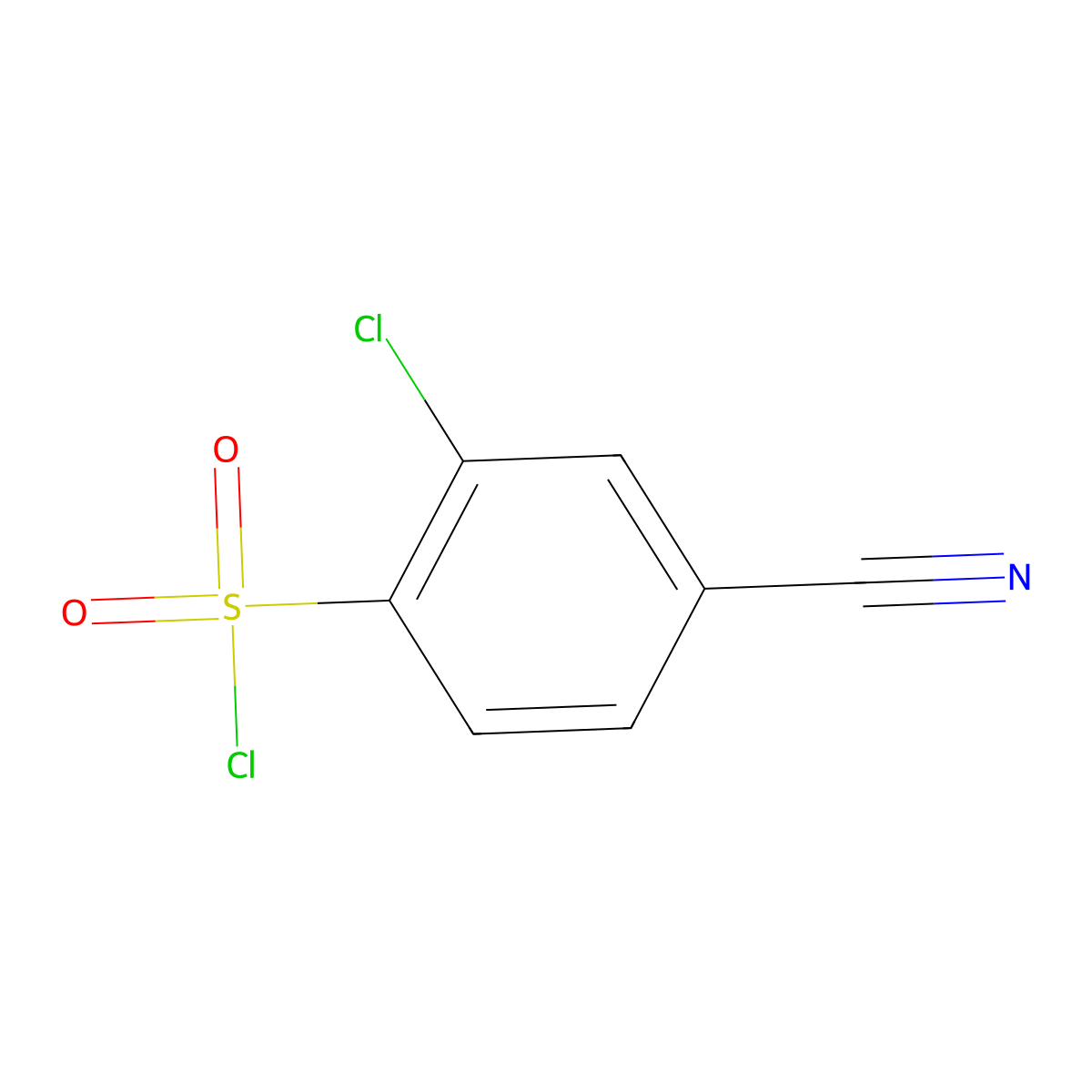 2-Chloro-4-cyanobenzene-1-sulfonyl chloride molecular structure, CAS 254749-11-6