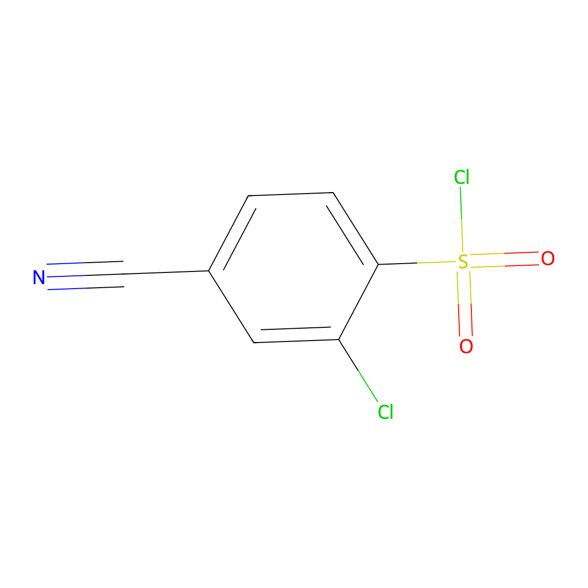 2-Chloro-4-cyanobenzene-1-sulfonyl chloride molecular structure, CAS 254749-11-6