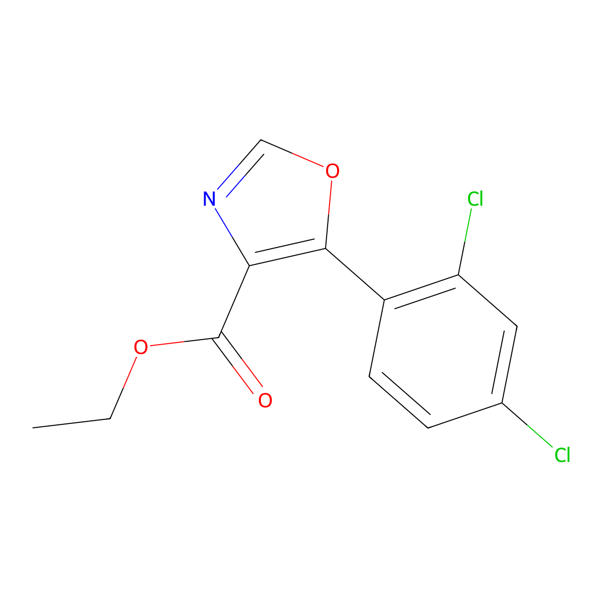 Ethyl 5-(2,4-dichlorophenyl)oxazole-4-carboxylate molecular structure, CAS 254749-13-8