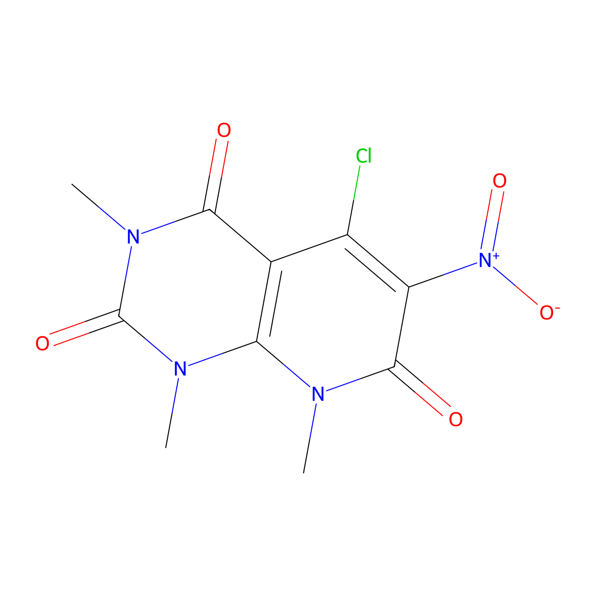 5-Chloro-1,3,8-trimethyl-6-nitropyrido[2,3-d]pyrimidine-2,4,7-trione molecular structure, CAS 254753-80-5