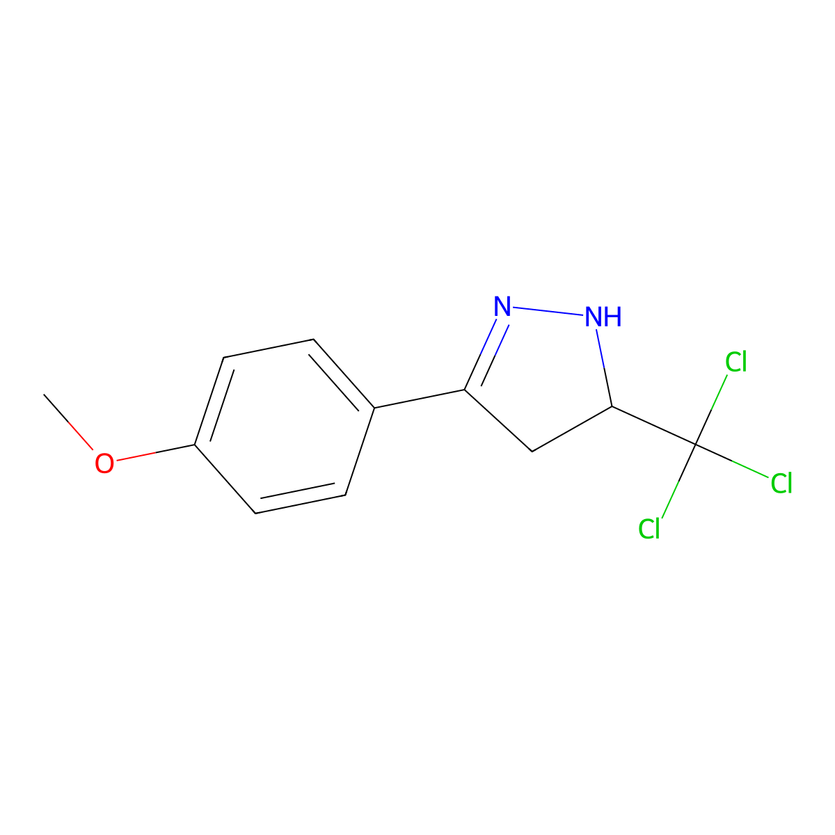 3-(4-methoxyphenyl)-5-(trichloromethyl)-4,5-dihydro-1H-pyrazole molecular structure, CAS 254753-81-6