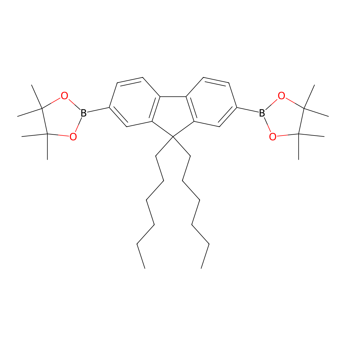 2,2'-(9,9-Dihexyl-9H-fluorene-2,7-diyl)bis(4,4,5,5-tetramethyl-1,3,2-dioxaborolane) molecular structure, CAS 254755-24-3