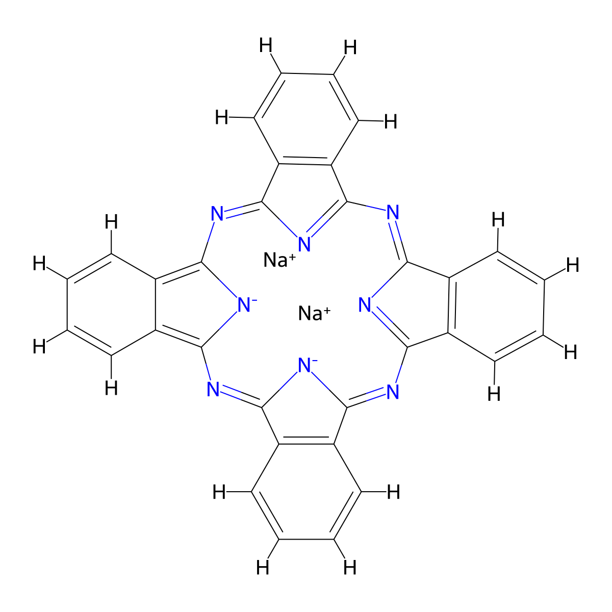 29H,31H-Phthalocyanine, sodium salt (1:2) molecular structure, CAS 25476-27-1