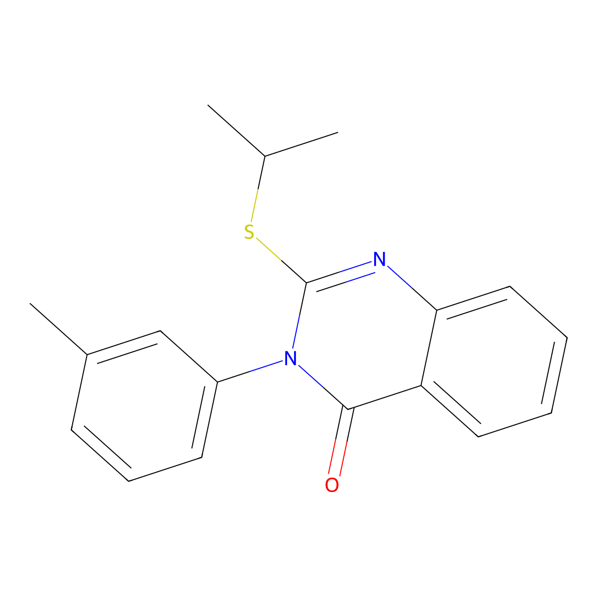 3-(3-Methylphenyl)-2-propan-2-ylsulfanylquinazolin-4-one molecular structure, CAS 25477-35-4
