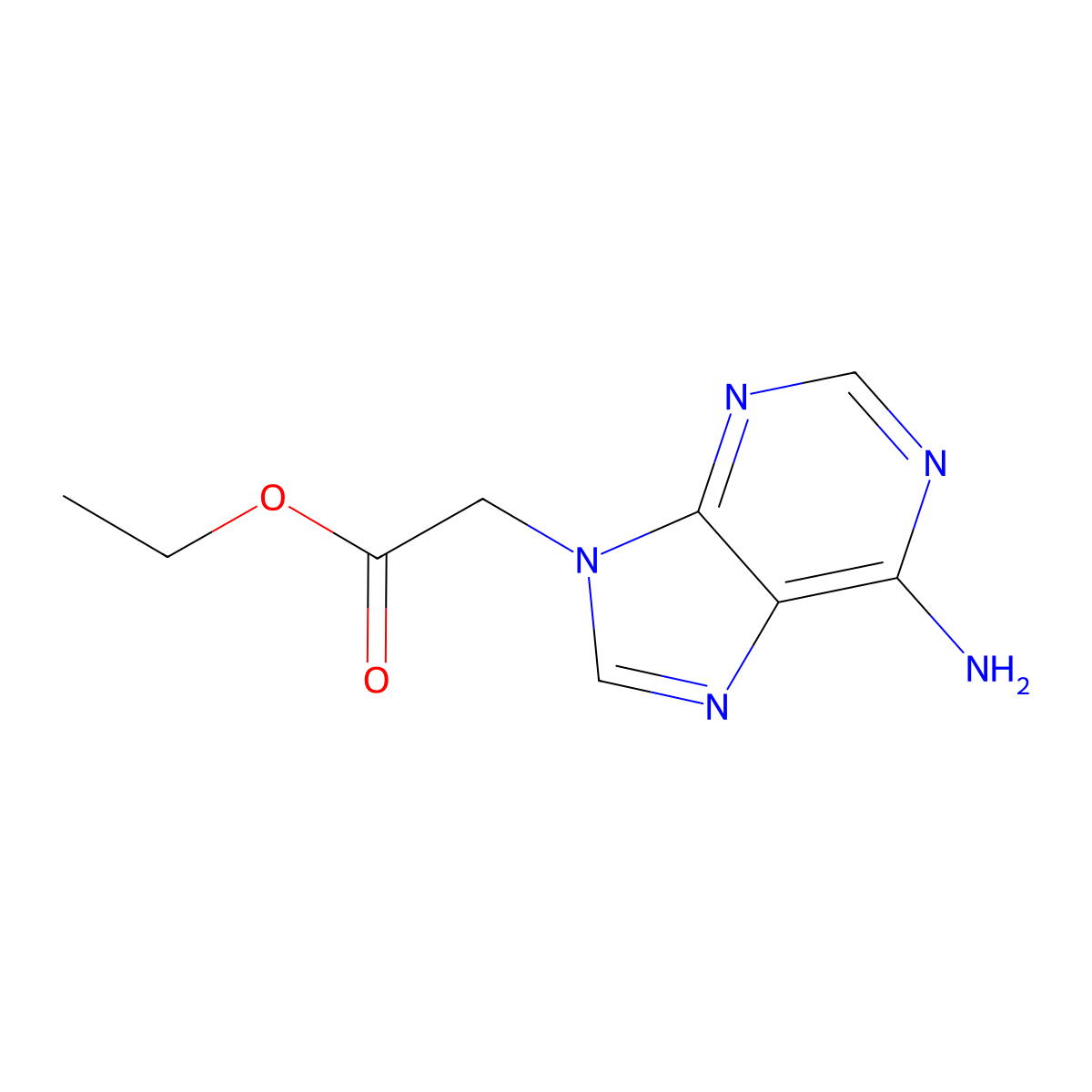 Ethyl adenine-9-acetate molecular structure, CAS 25477-96-7