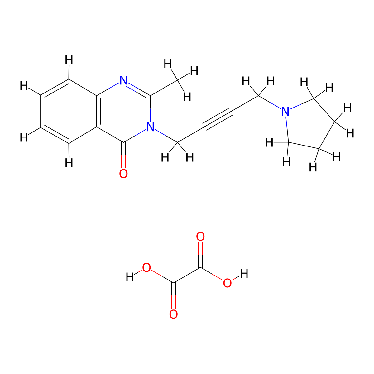 4(3H)-Quinazolinone, 2-methyl-3-(4-(1-pyrrolidinyl)-2-butynyl)-, oxalate (1:1) molecular structure, CAS 25480-90-4