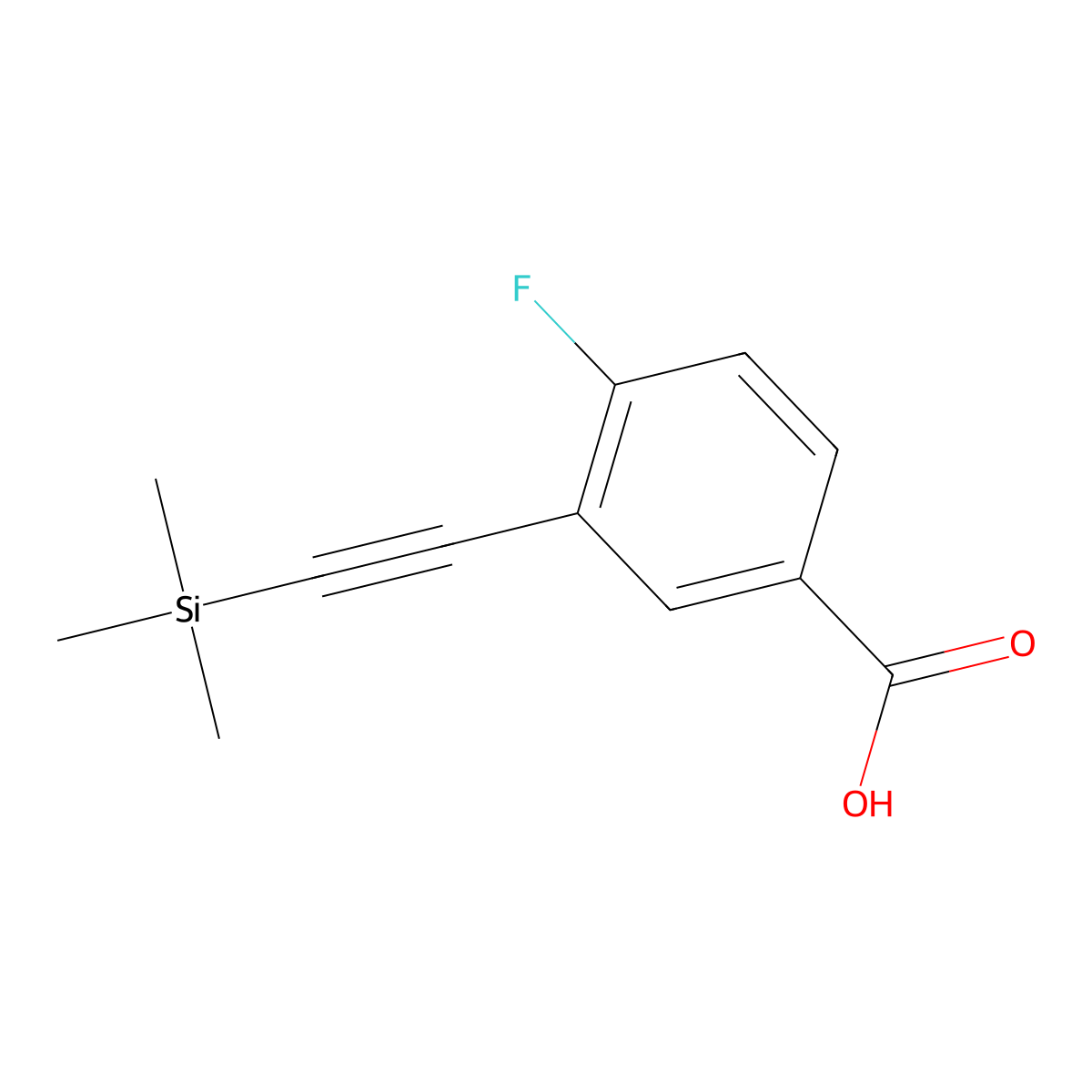 4-Fluoro-3-((trimethylsilyl)ethynyl)benzoic acid molecular structure, CAS 2548234-75-7