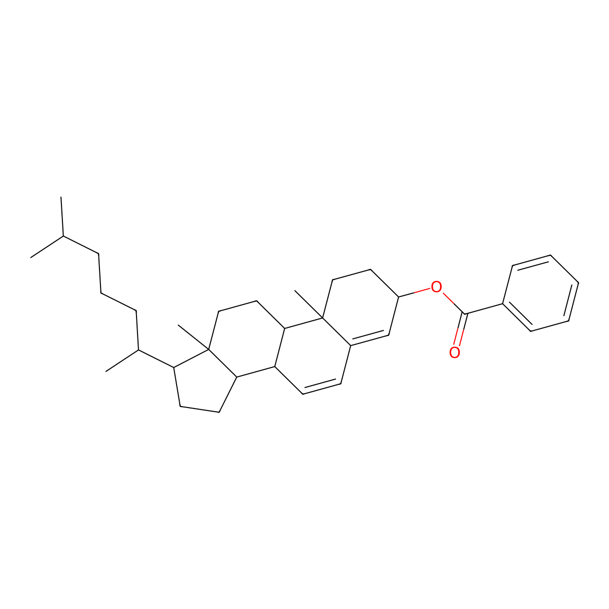Cholesta-4,6-dien-3-ol, 3-benzoate, (3beta)- molecular structure, CAS 25485-34-1