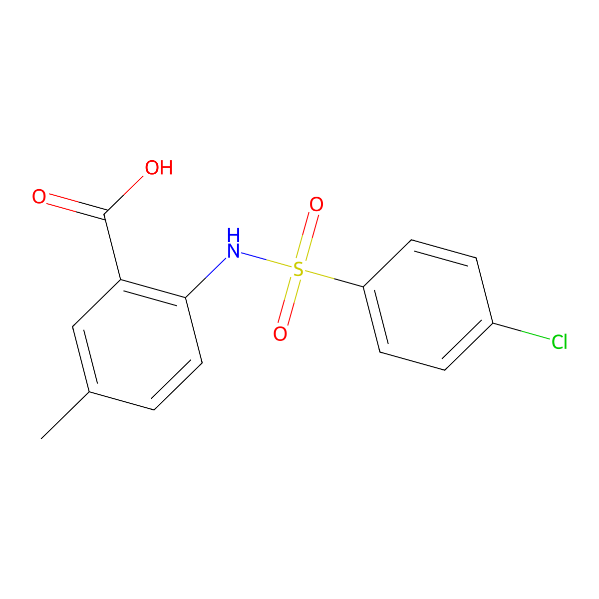 2-(4-Chlorobenzenesulfonamido)-5-methylbenzoic acid molecular structure, CAS 254878-27-8