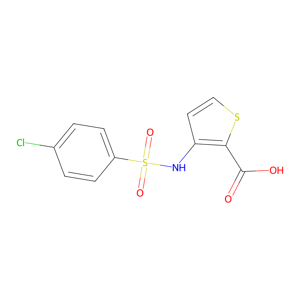 3-{[(4-Chlorophenyl)sulfonyl]amino}thiophene-2-carboxylic acid molecular structure, CAS 254878-28-9