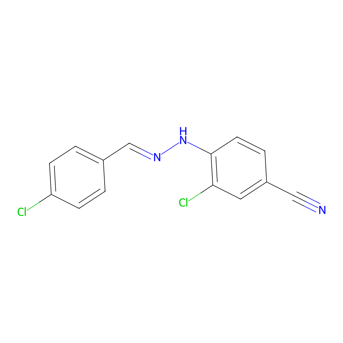 3-Chloro-4-[2-[(4-chlorophenyl)methylene]hydrazinyl]benzonitrile molecular structure, CAS 254880-26-7